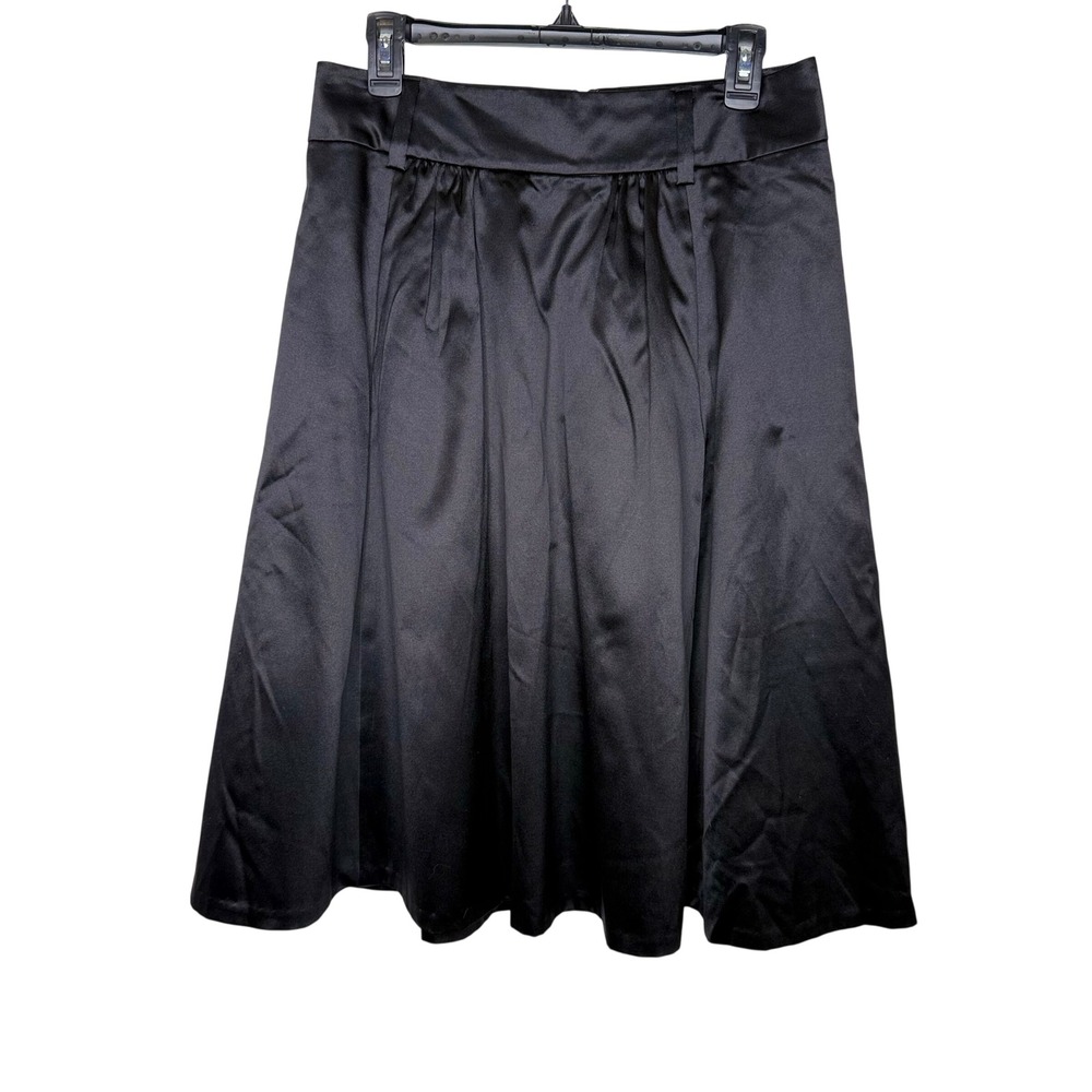 Banana Republic Black Midi Skirt Silk Blend Womens 6 Minimalist capsule classic